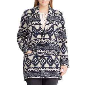 Chaps Aztec Print Cardigan Sweater Womens 3X Toggle Buttons Southwest Western